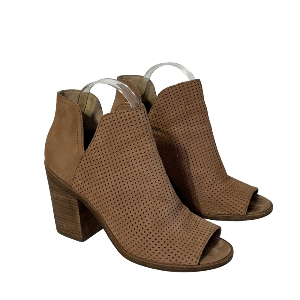 Steve Madden Tala Boots Women’s Size 8 Brown Open Toe Leather Perforated